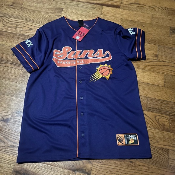 NWT Phoenix Suns Button down embroidered blue jersey top men's size Large - Picture 4 of 13